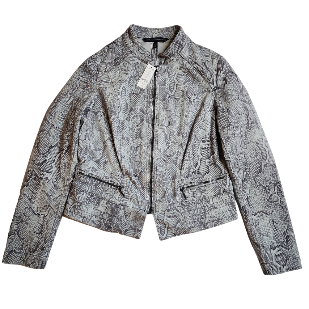 White House Black Market Snake Moto Jacket Sz 12 NWT - Picture 5 of 9